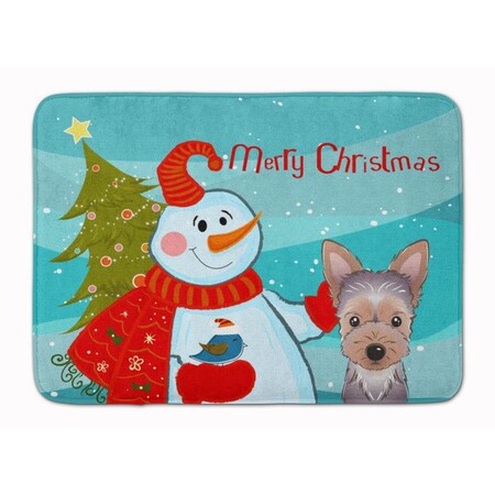 Carolines Treasures Snowman with Yorkie Puppy Machine Washable Memory Foam Mat BB1852RUG